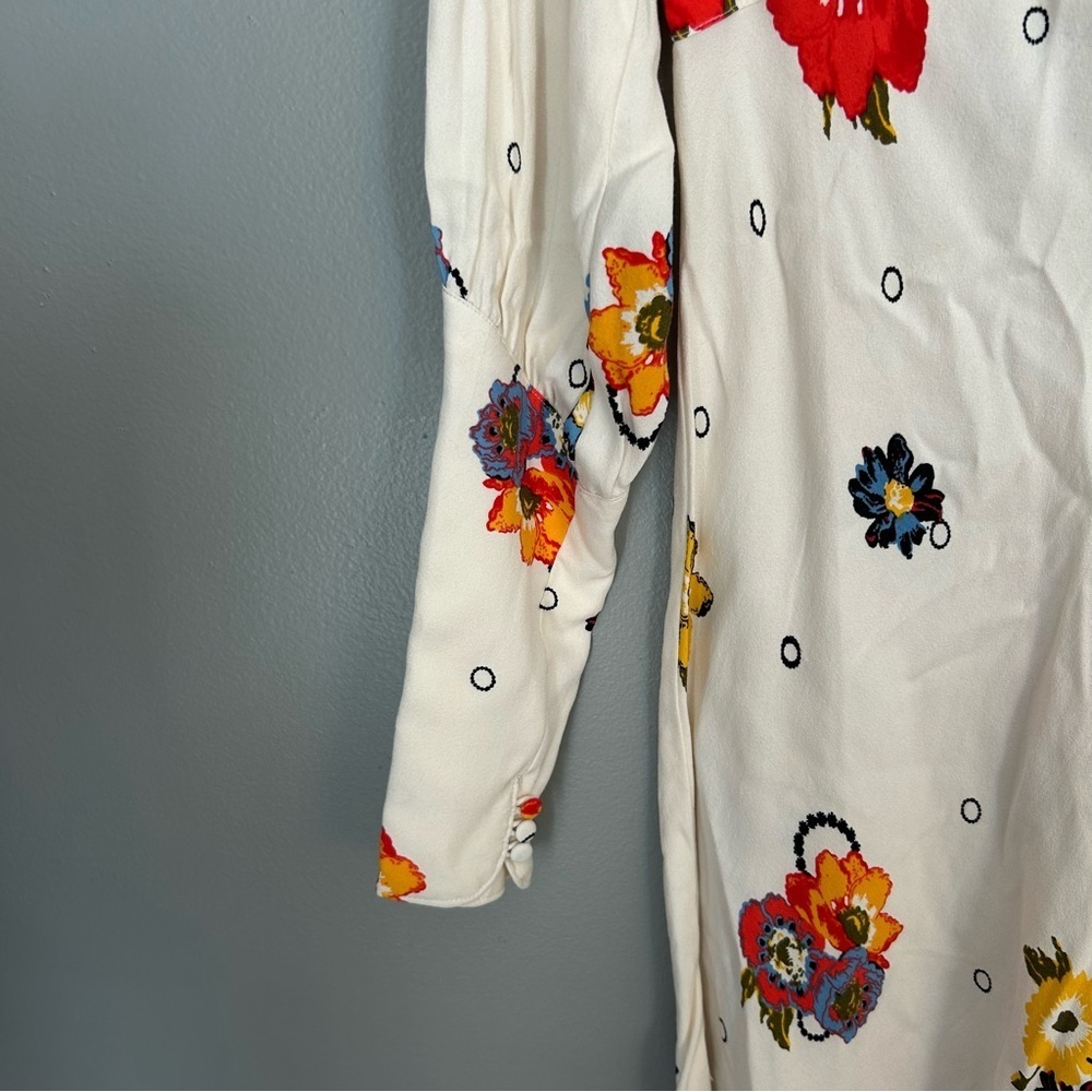 *NWT* Free People Women’s Ivory Sunshadow Floral Slit Sleeve Mini Dress, Size 0 - Picture 8 of 15